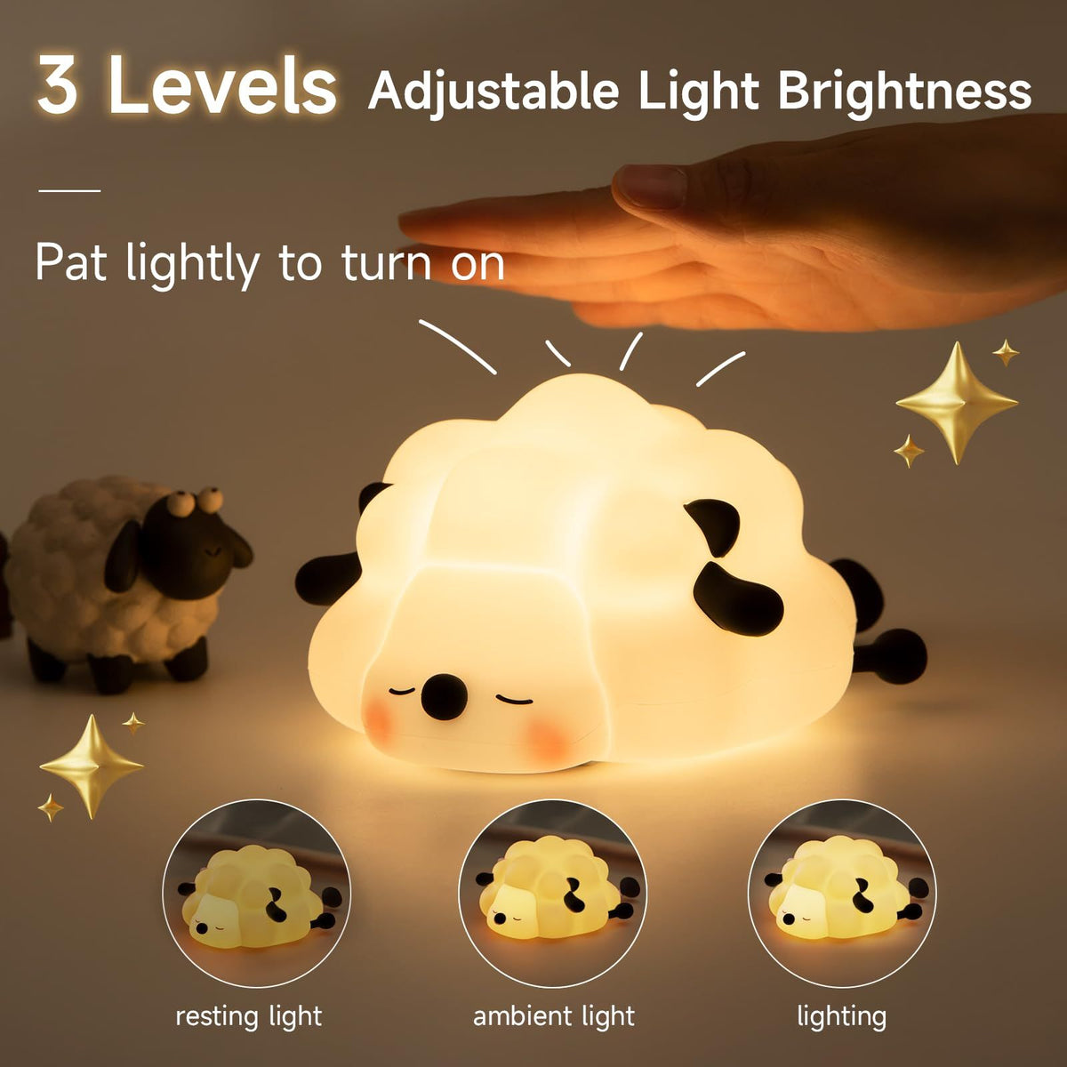 Rechargeable LED Night Light for Kids, 3-Level Dimmable Nursery Nightlight,  Perfect Bedside Touch Lamp with 30 Min Timer