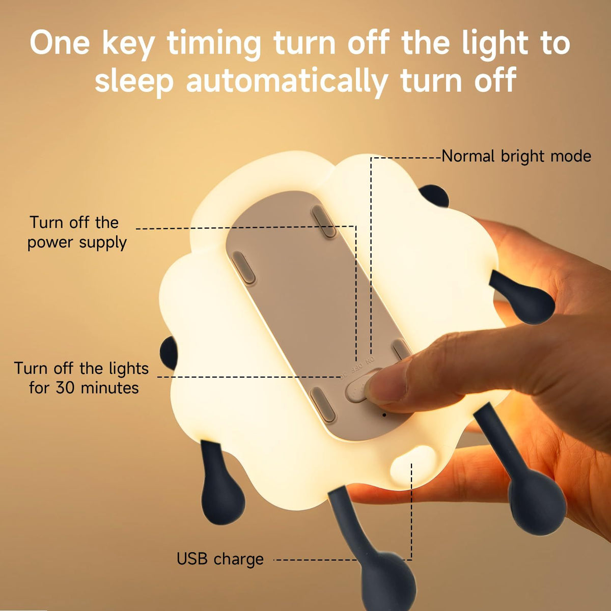 Rechargeable LED Night Light for Kids, 3-Level Dimmable Nursery Nightlight,  Perfect Bedside Touch Lamp with 30 Min Timer