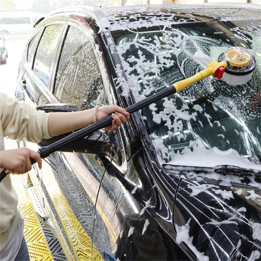 New Auto Rotating Retractable Car Wash Brush, Car Wash Brush with Long Handle, 360° Spin Car Mop Automatically Foams Car Wash Kit