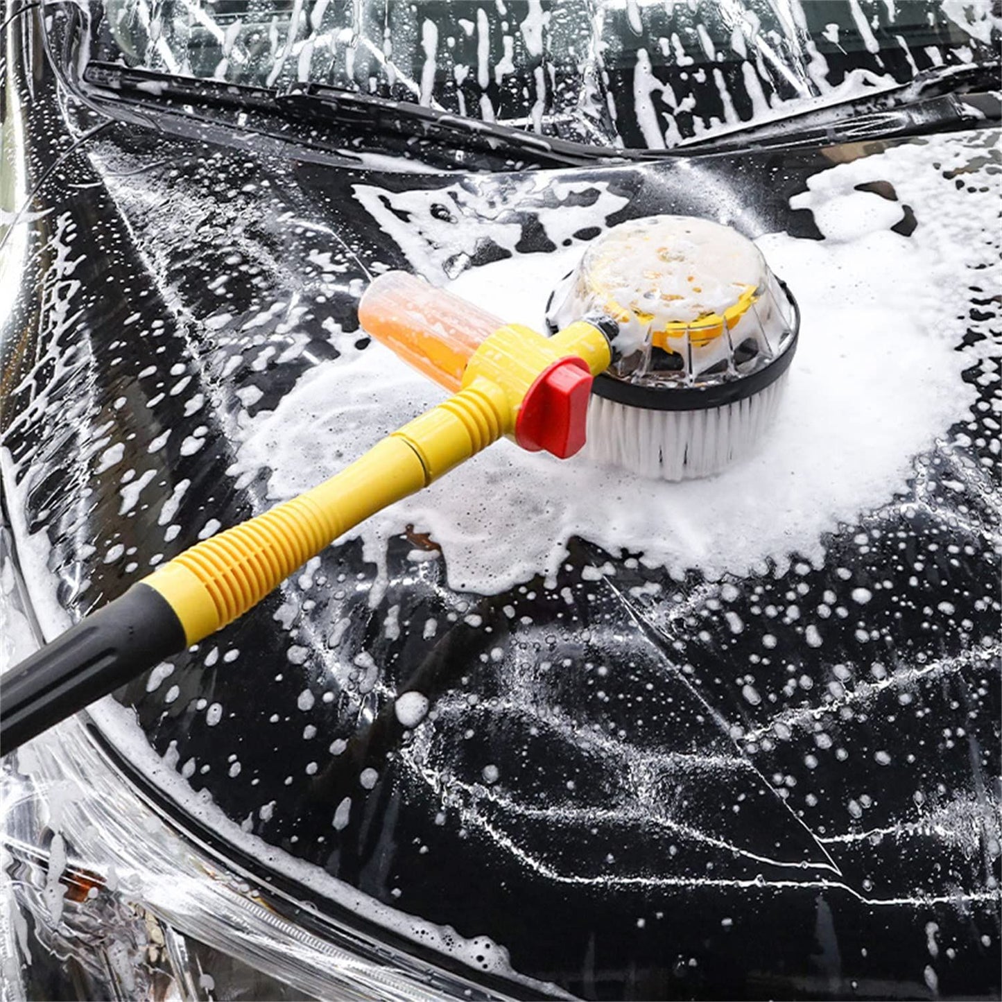 New Auto Rotating Retractable Car Wash Brush, Car Wash Brush with Long Handle, 360° Spin Car Mop Automatically Foams Car Wash Kit