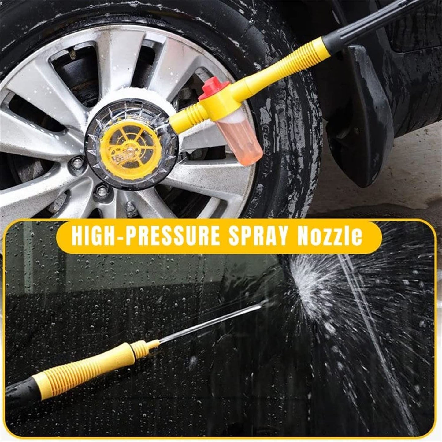 New Auto Rotating Retractable Car Wash Brush, Car Wash Brush with Long Handle, 360° Spin Car Mop Automatically Foams Car Wash Kit