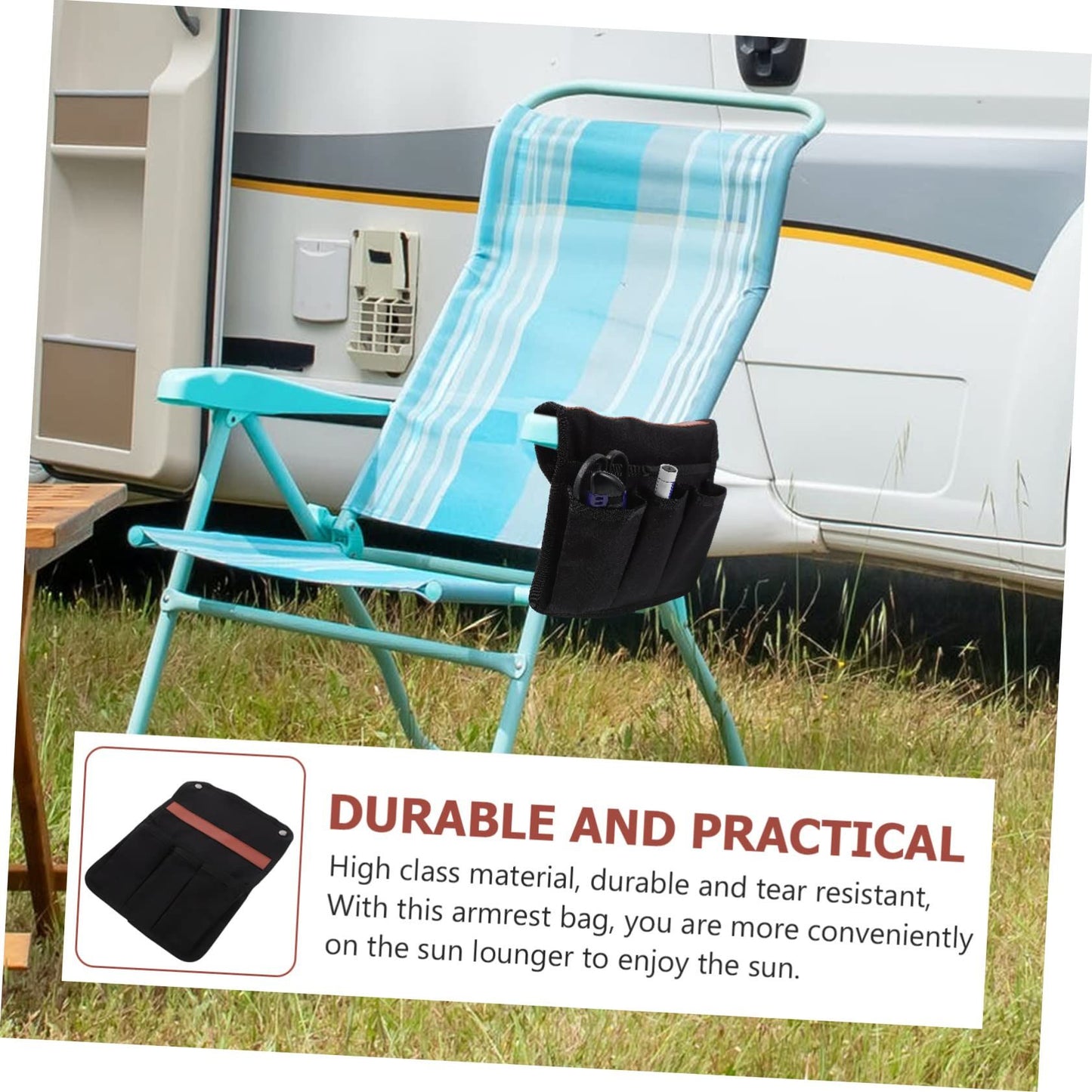 Chair Side Canvas Organizer Bag Outdoor BBQ Gardening Tool Bag  Camping Chair Armrest Pocket Chair Side Organizer