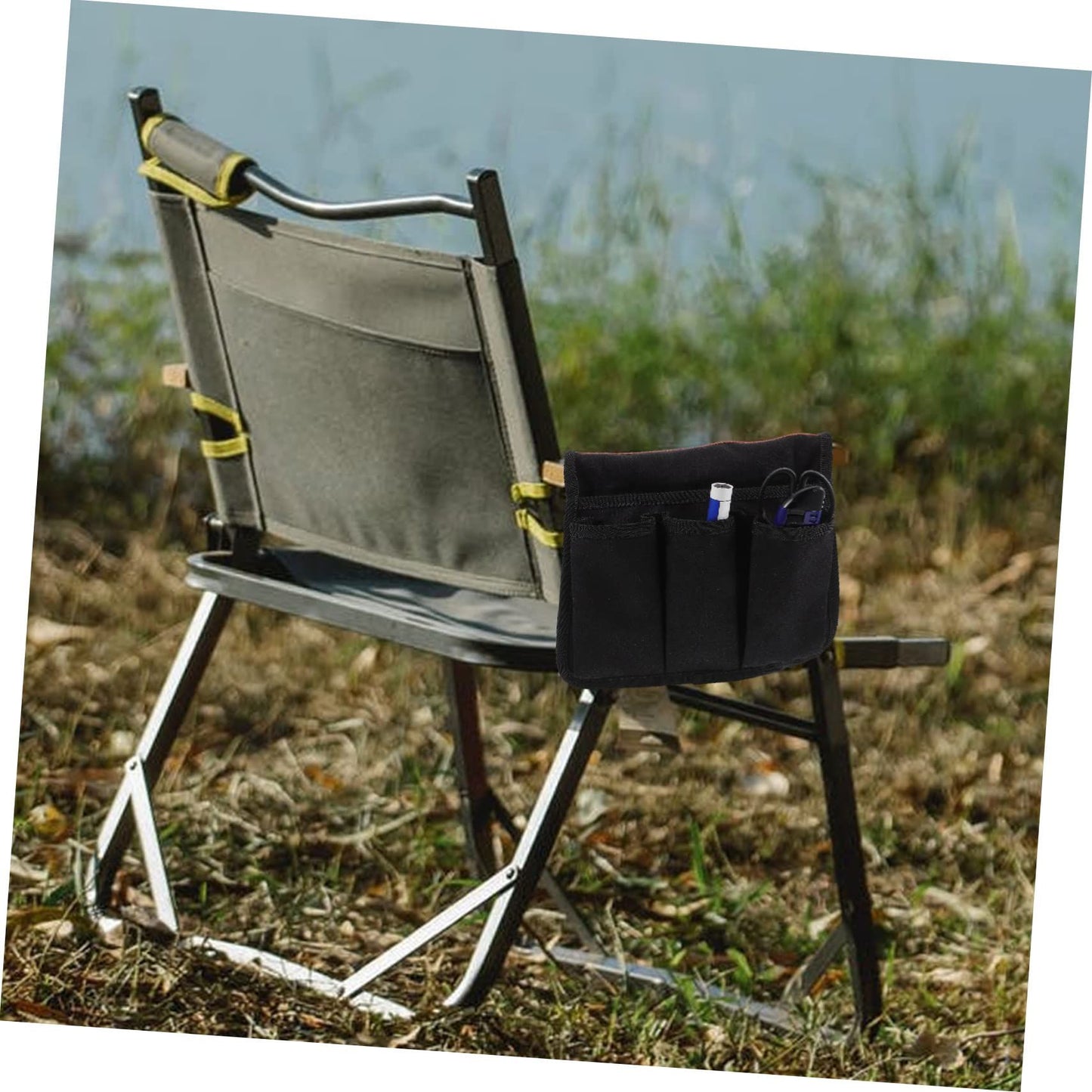 Chair Side Canvas Organizer Bag Outdoor BBQ Gardening Tool Bag  Camping Chair Armrest Pocket Chair Side Organizer
