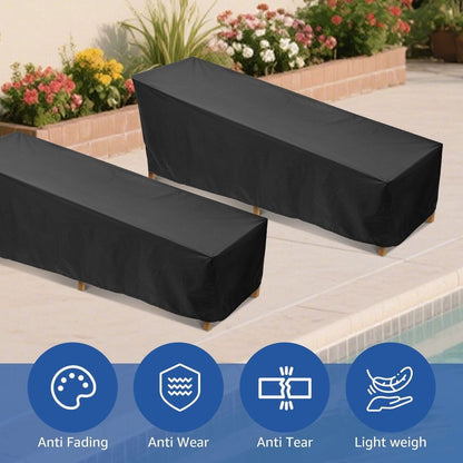 Patio Chaise Lounge Cover, 210D Heavy Duty Lounge Chair Covers, 81" x 31" x 29" Upgraded Pool Furniture Cover, UV Resistant and Tear Resistant for Outdoor Furniture