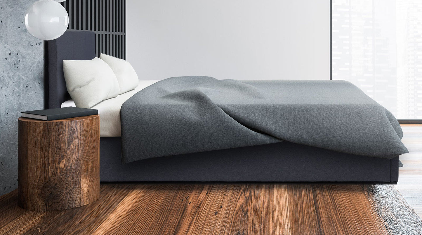 Milano Luxury Gas Lift Bed Frame Base And Headboard With Storage - King - Charcoal