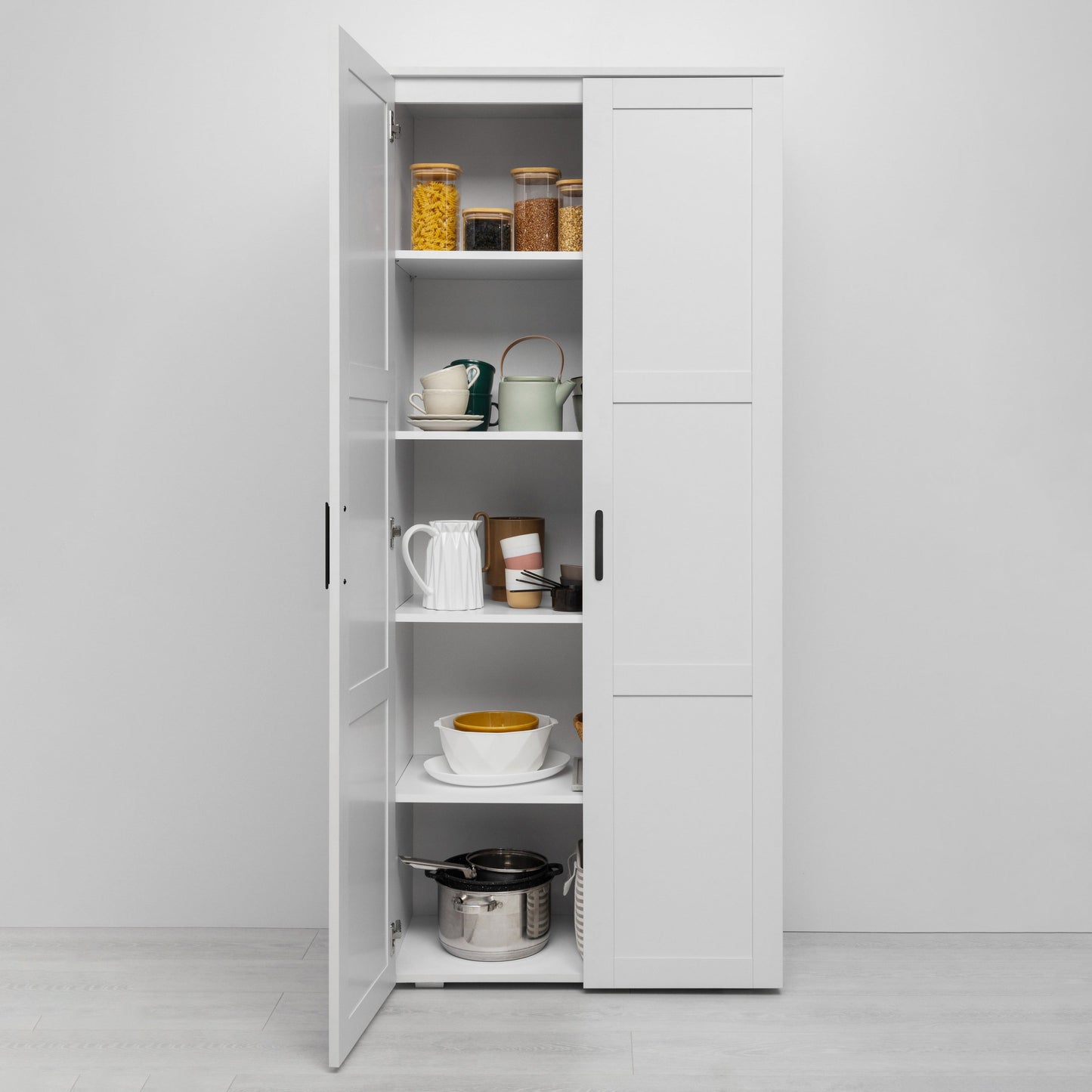 STOCKHOLM STORAGE CUPBOARD HAMPTONS - WHITE - BRASS AND BLACK