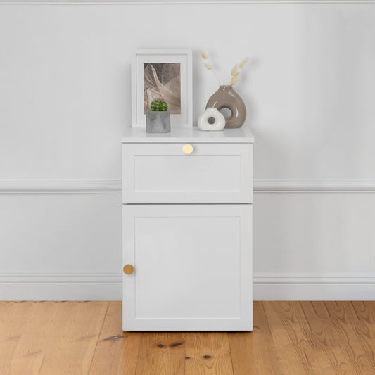 PORTO BEDSIDE TABLE - WHITE - HAMPTONS - ROUND & PULL