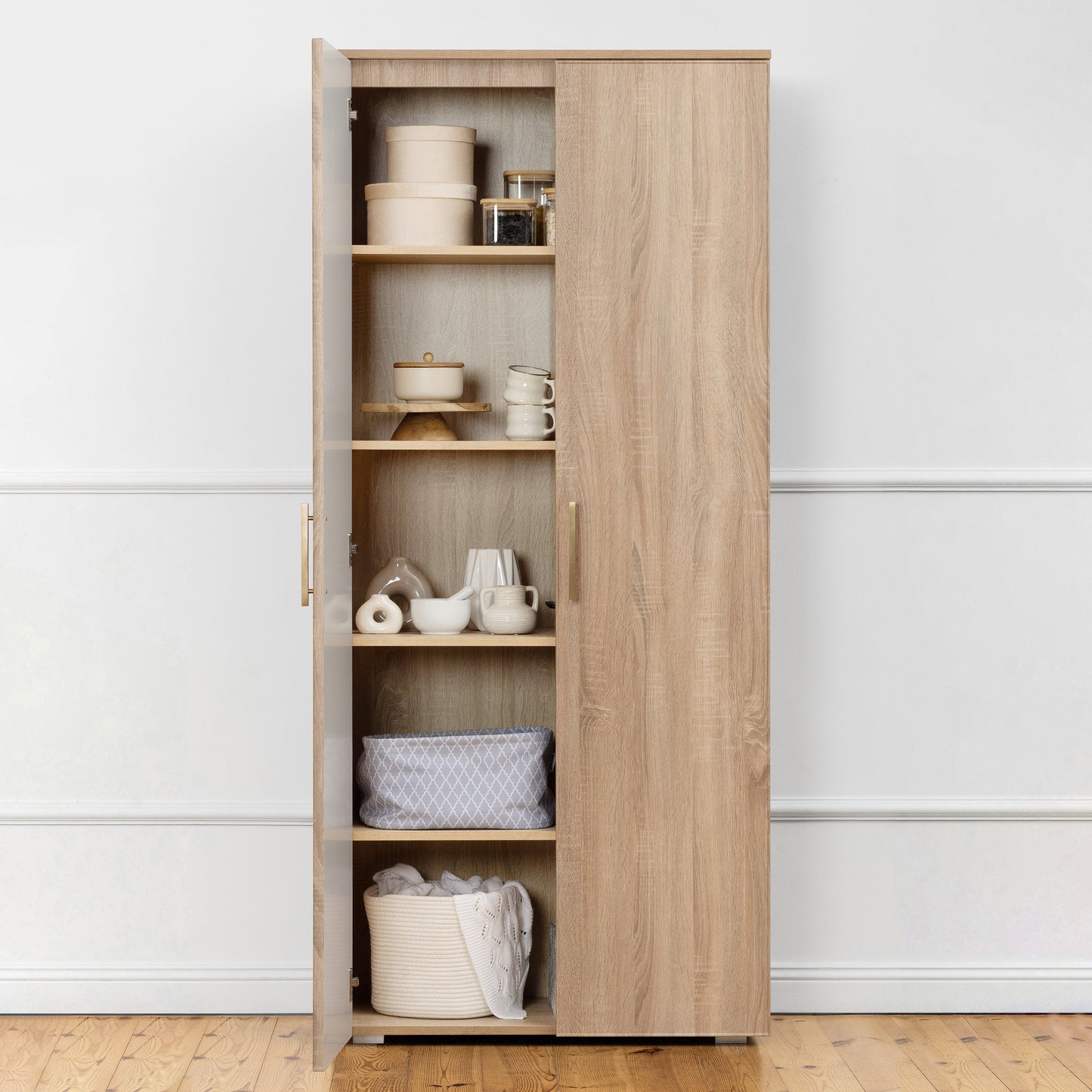 STOCKHOLM STORAGE CUPBOARD SLIM & HAMPTONS - NATURAL OAK