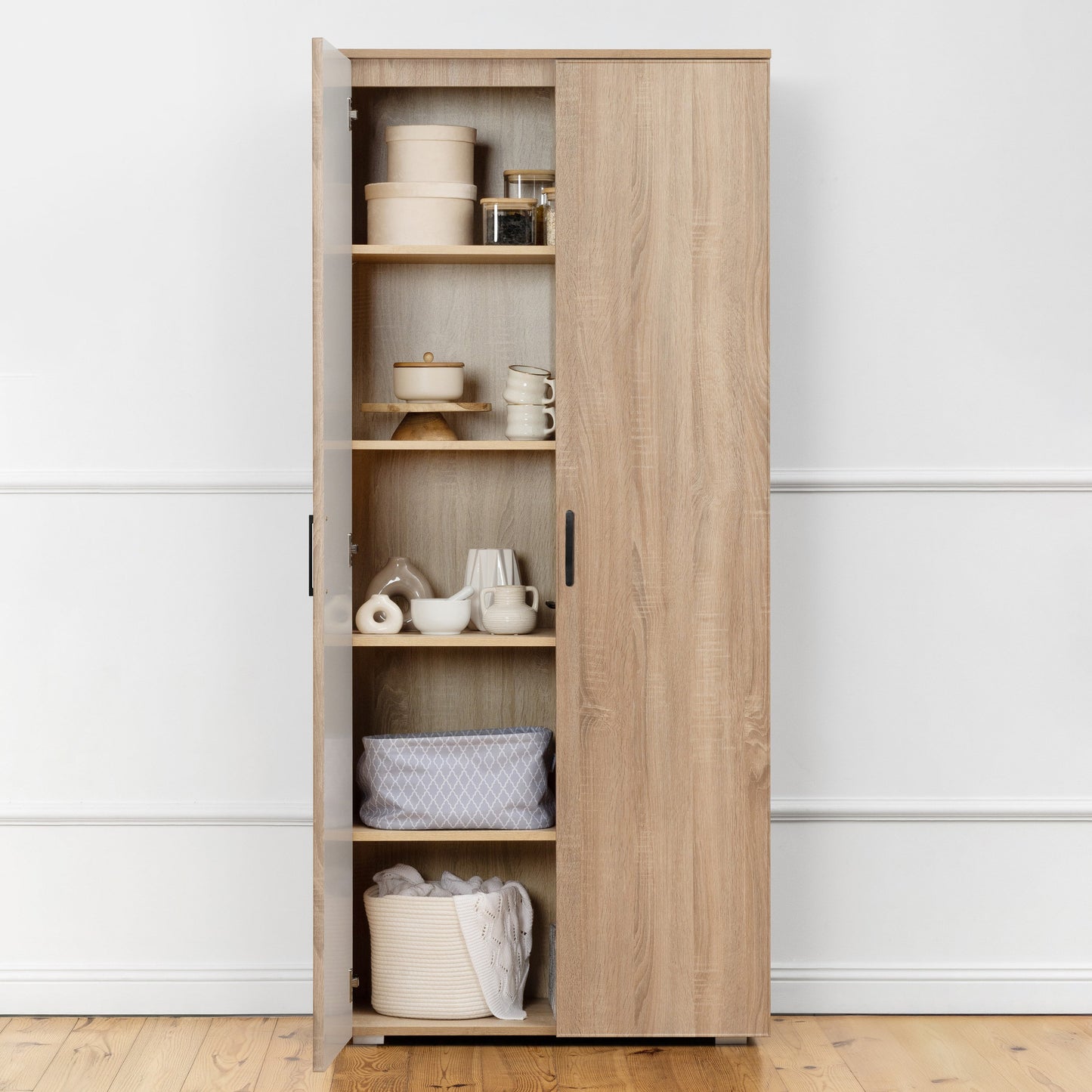 STOCKHOLM STORAGE CUPBOARD SLIM & HAMPTONS - NATURAL OAK