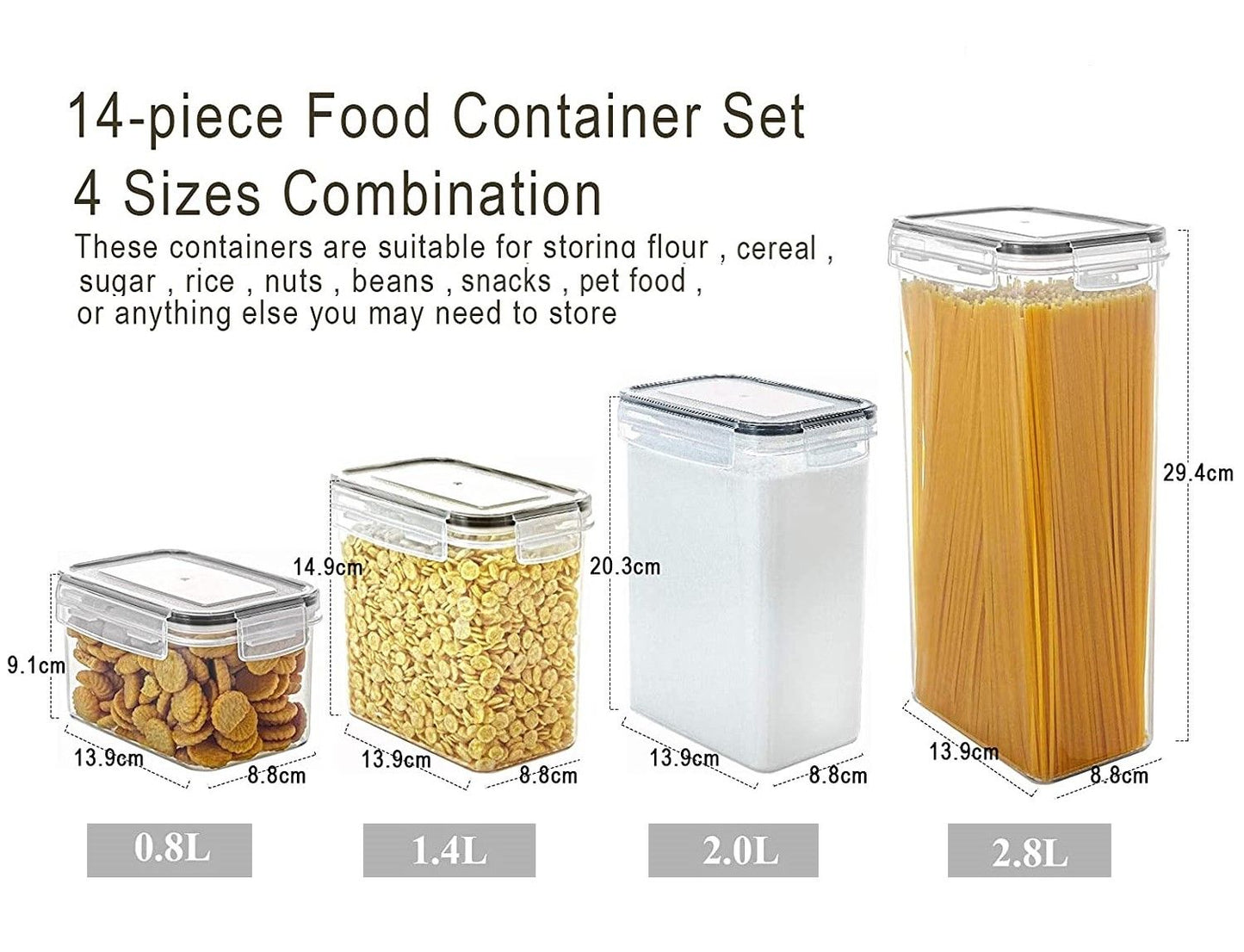 Airtight Food Storage Containers with Easy Lock Lids and Labels for Kitchen