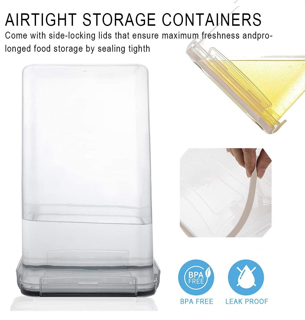 Airtight Food Storage Containers with Easy Lock Lids and Labels for Kitchen