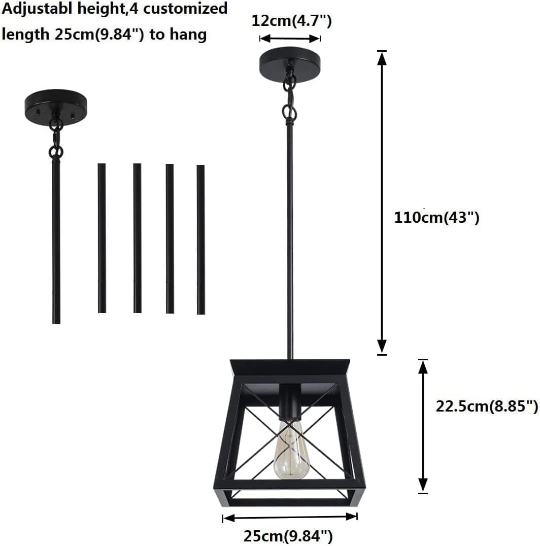 Farmhouse Pendant Light – Rustic Black Lantern Chandelier
