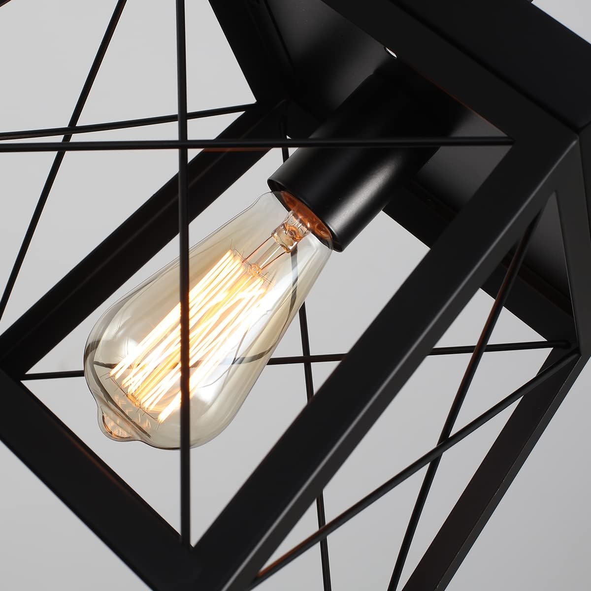 Farmhouse Pendant Light – Rustic Black Lantern Chandelier