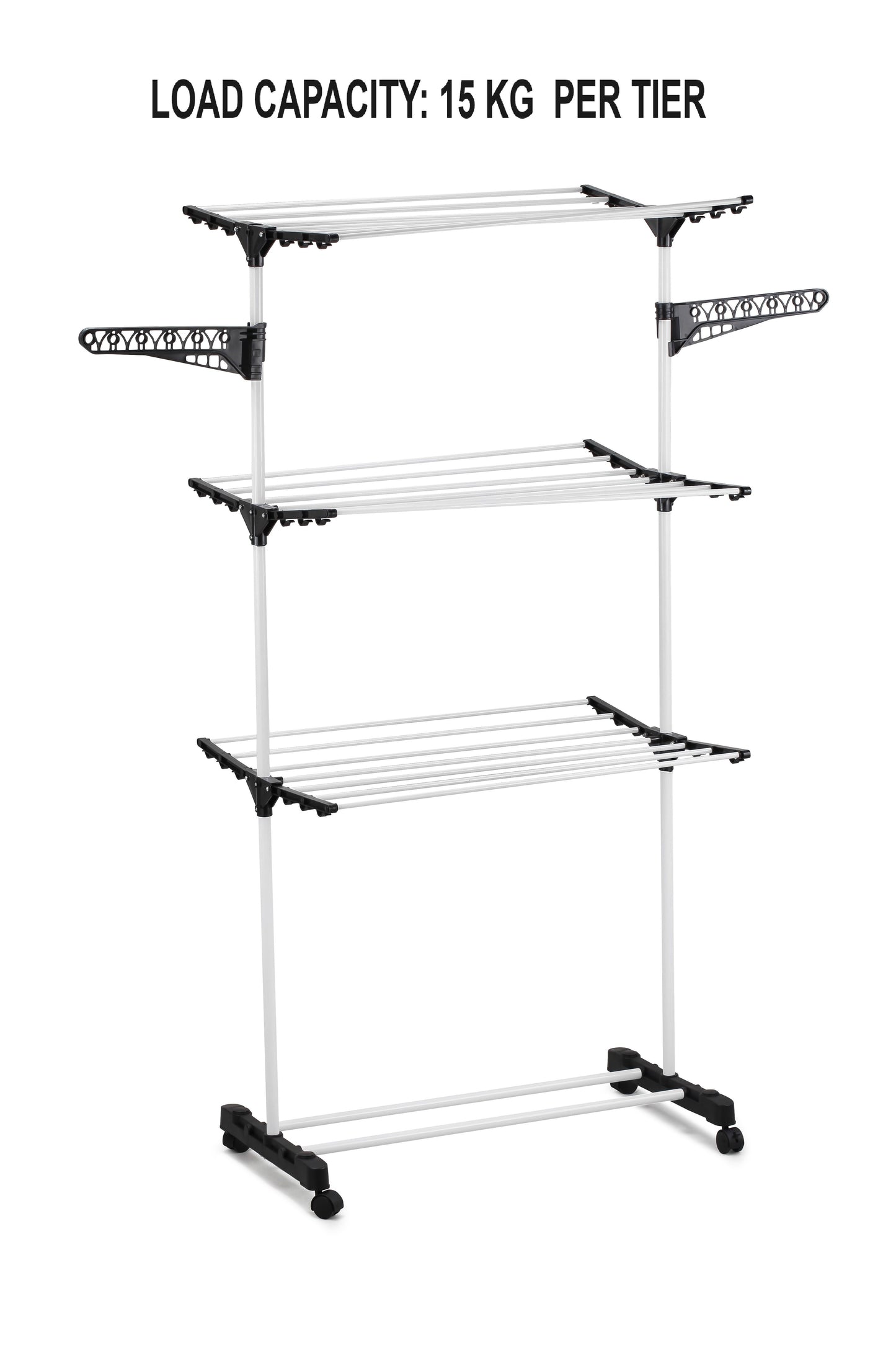 Folding 3-Tier Laundry Drying Rack – Stainless Steel, Portable with Casters