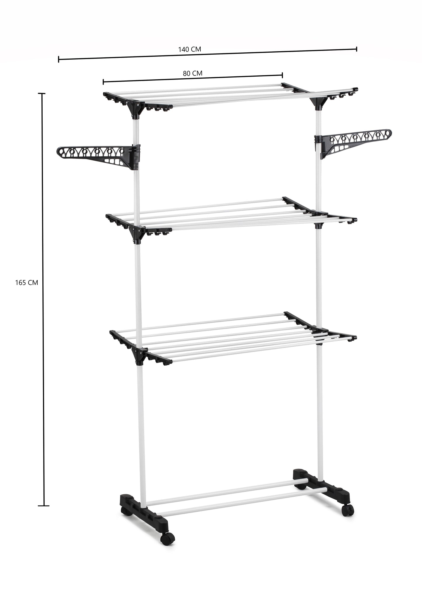 Folding 3-Tier Laundry Drying Rack – Stainless Steel, Portable with Casters