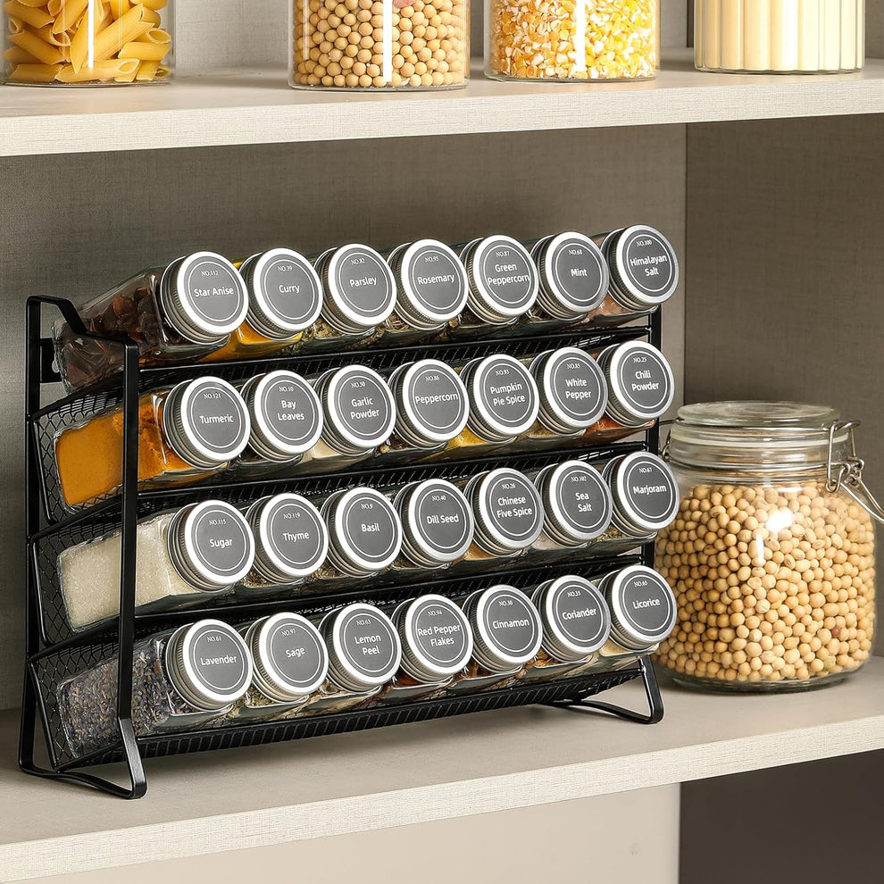 Spice Racks With Labels Spice Rack Organizer with 28 Jars, Labels & Funnel Set – The Willow ...