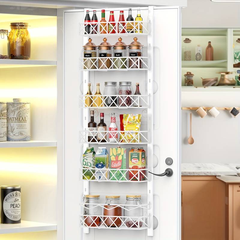 6 Tier Adjustable Baskets Over Door Pantry Organizer for Home Kitchen