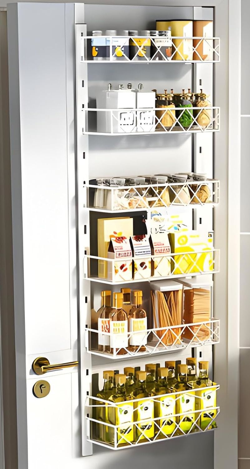 6 Tier Adjustable Baskets Over Door Pantry Organizer for Home Kitchen