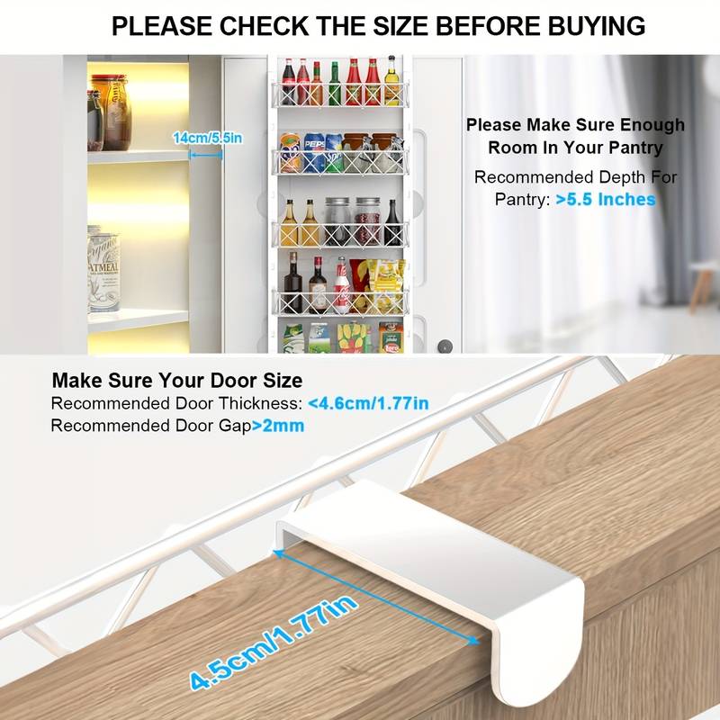 6 Tier Adjustable Baskets Over Door Pantry Organizer for Home Kitchen