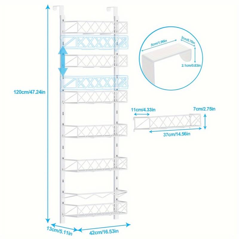 6 Tier Adjustable Baskets Over Door Pantry Organizer for Home Kitchen