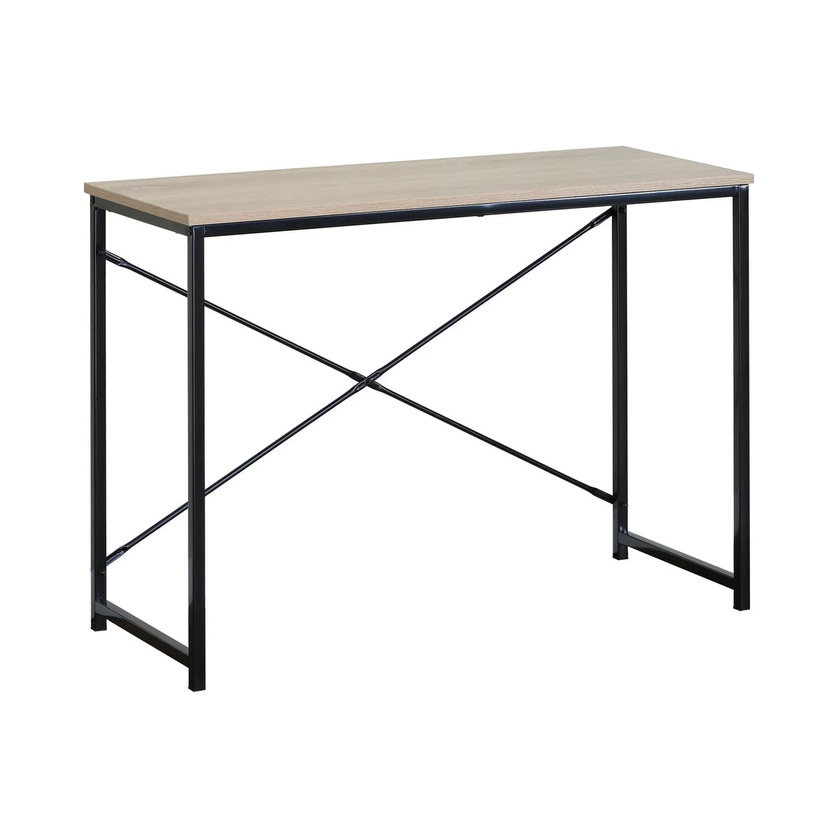 CARLA HOME Office Desk Computer Table - Metal Frame - Oak - 100cm - Brown - Rustic