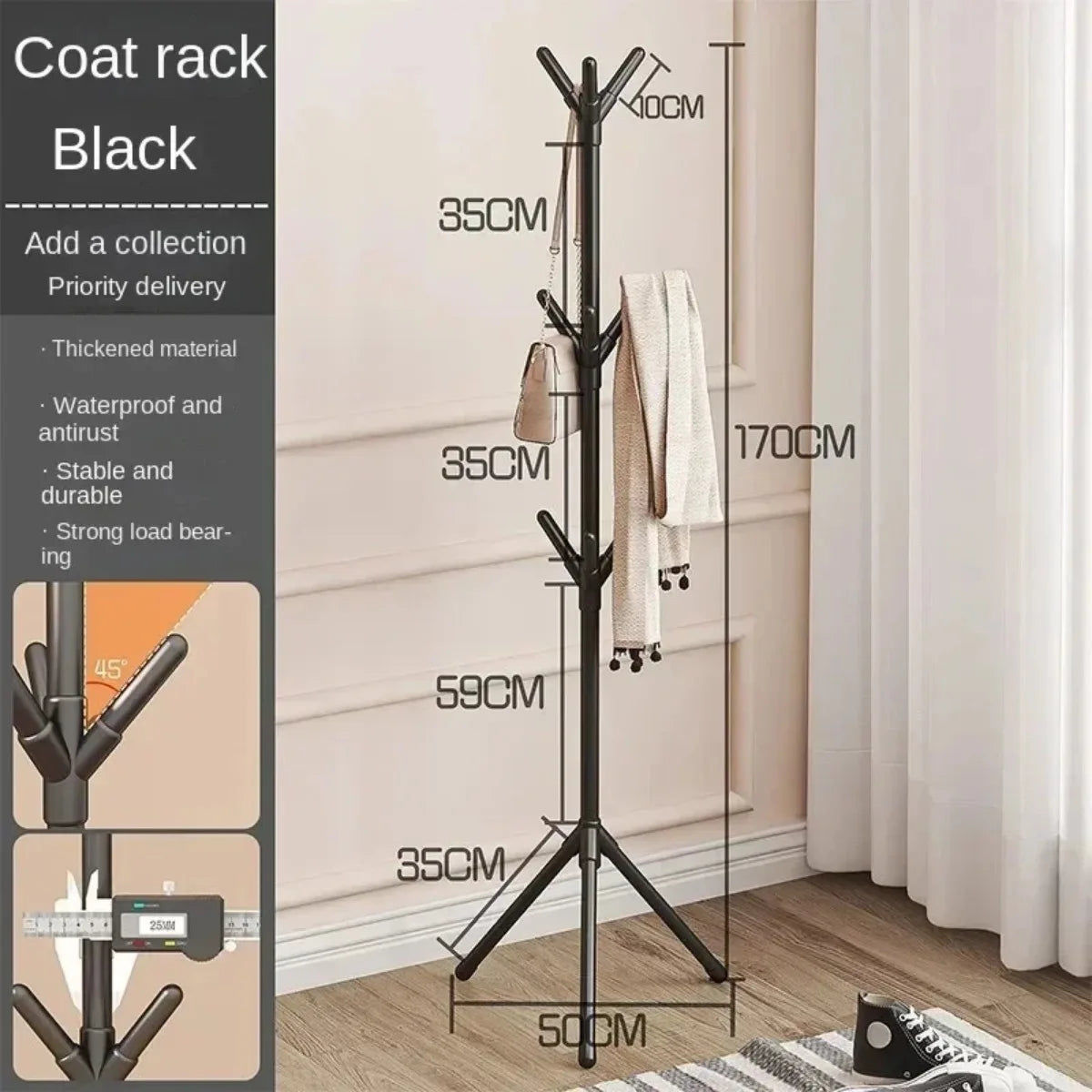 Clothes and Hats Rack Holder – Floor-to-Floor, Versatile Storage