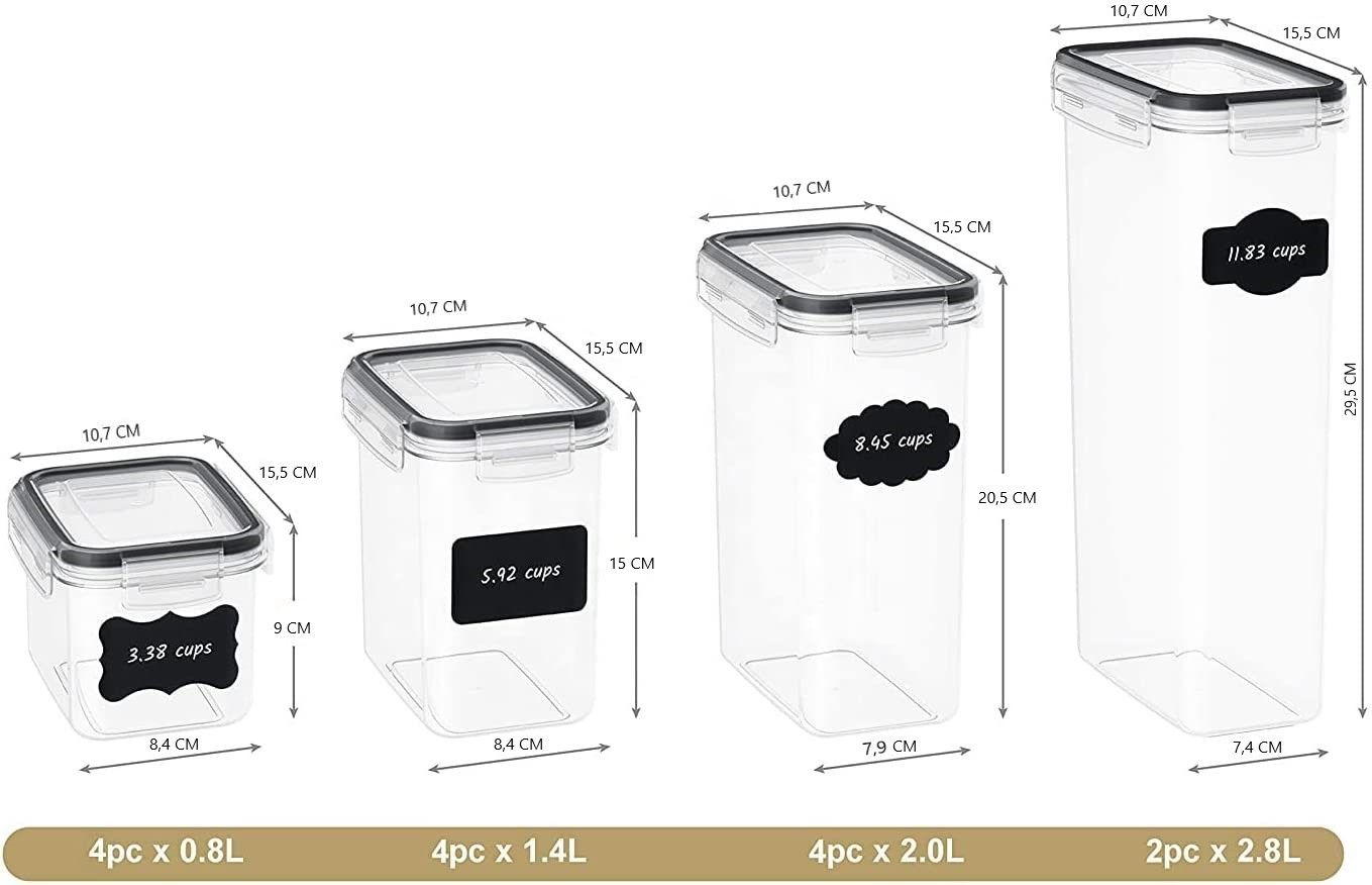 Airtight Food Storage Containers with Easy Lock Lids and Labels for Kitchen