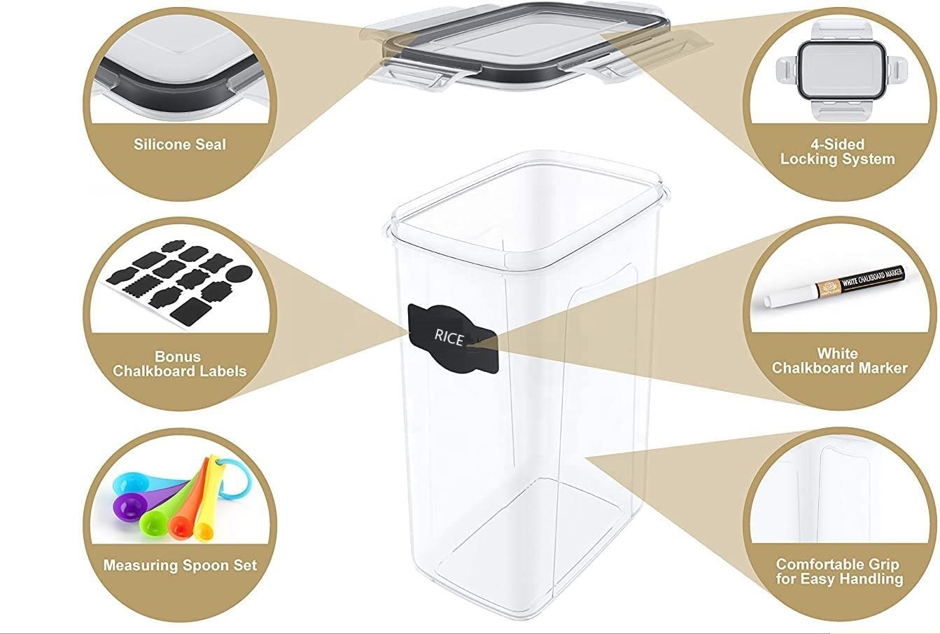 Airtight Food Storage Containers with Easy Lock Lids and Labels for Kitchen