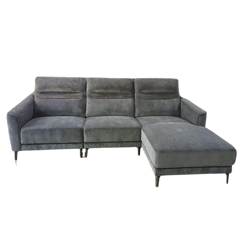 L-Shaped Chaise Sofa – Fabric, Charcoal Grey