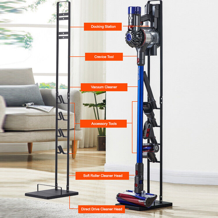 Vacuum Cleaner Stand – Freestanding Holder for Dyson V6 V7 V8 V10 V11, Black Cast Iron