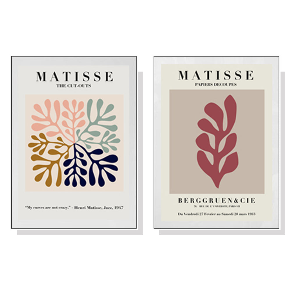 Wall Art Matisse 2 Sets White Frame Canvas