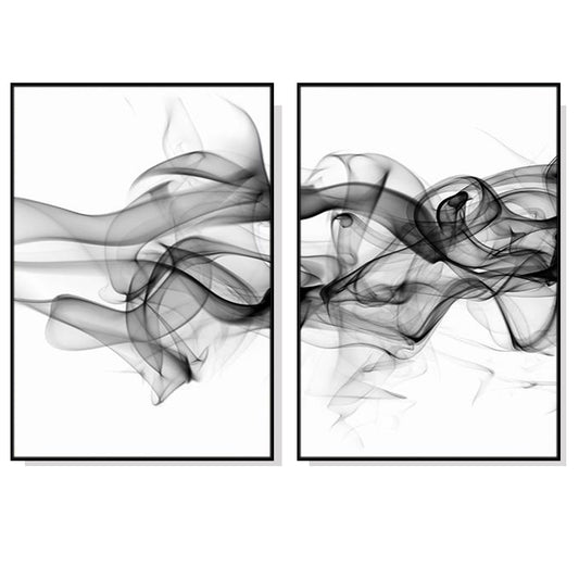Wall Art Stylish Abstract Black 2 Sets Black Frame Canvas
