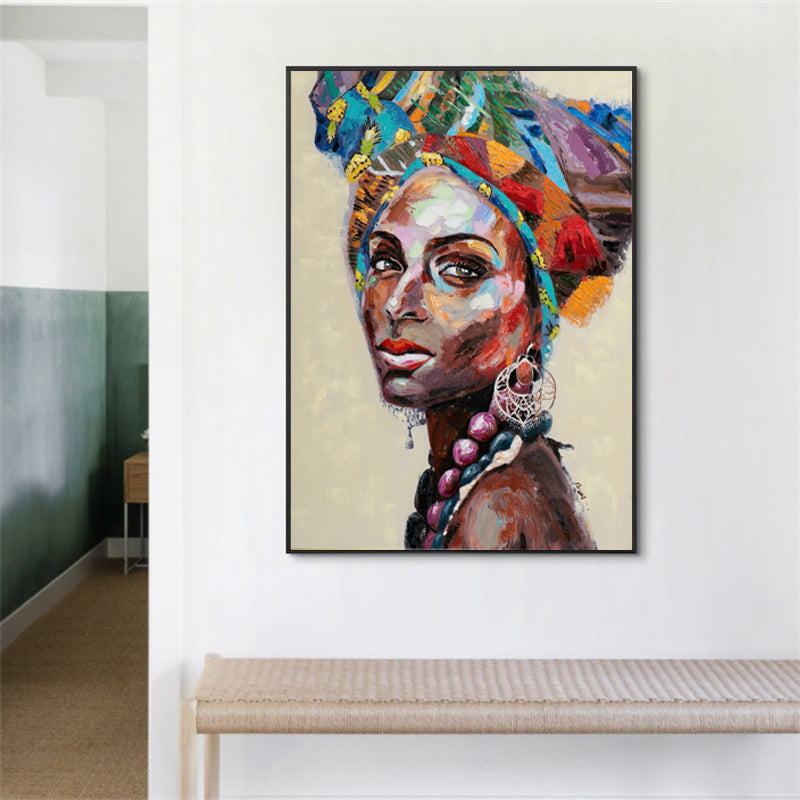 Wall Art African Women 2 Sets Black Frame Canvas
