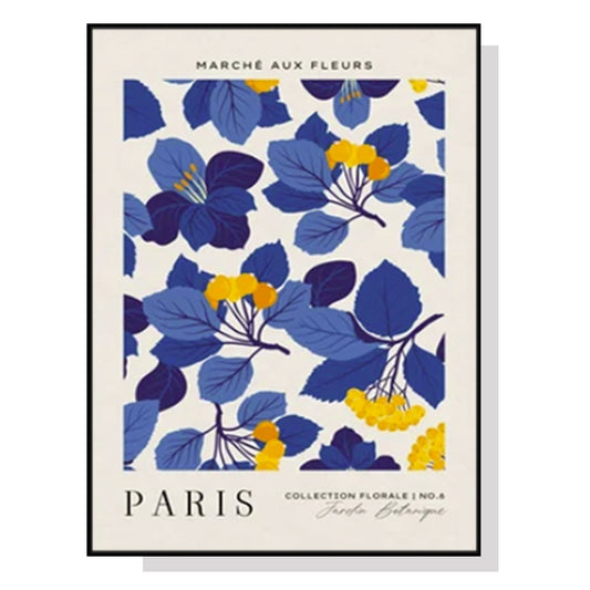 Wall Art Paris Flower Market Black Frame Canvas