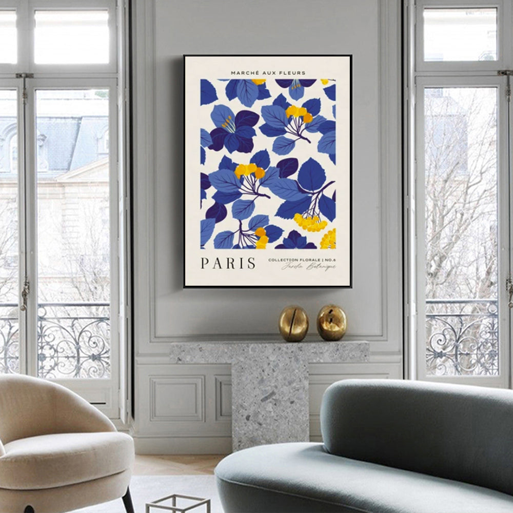 Wall Art Paris Flower Market Black Frame Canvas