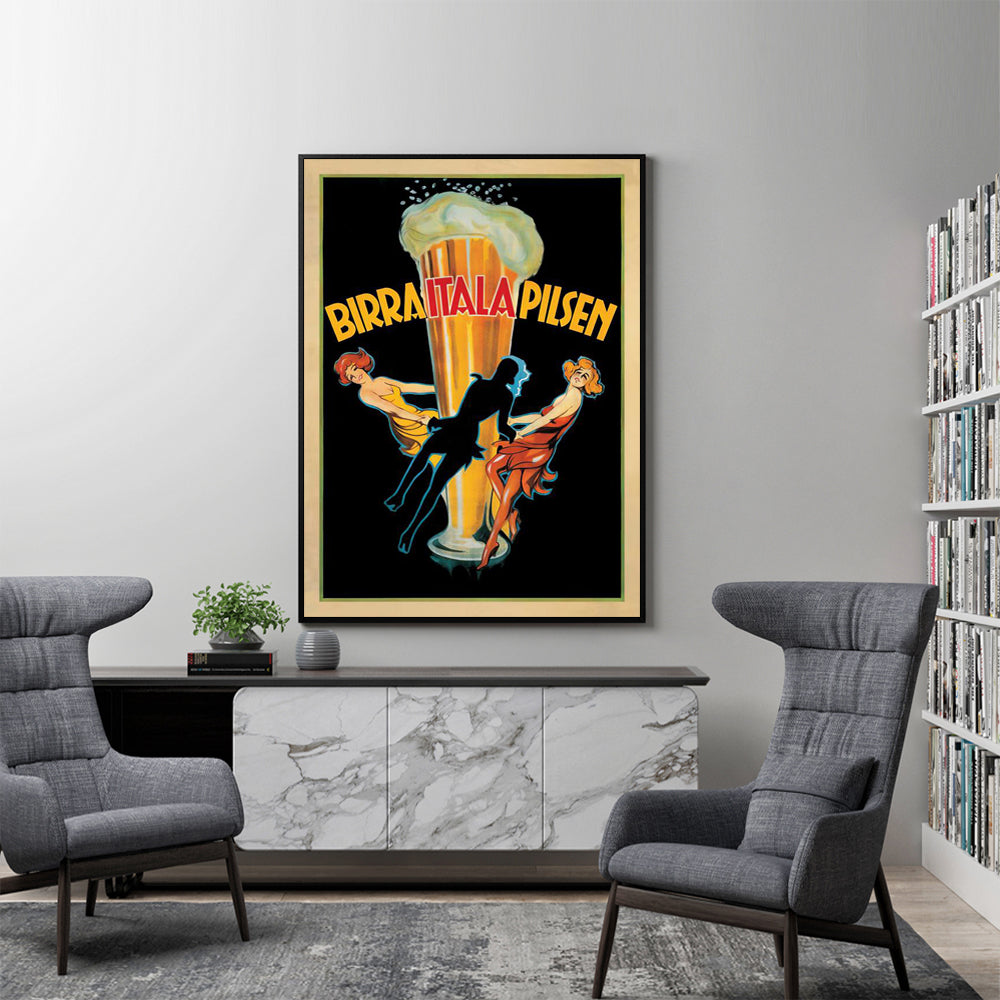 Wall Art Birra Itala Pilsen Black Frame Canvas
