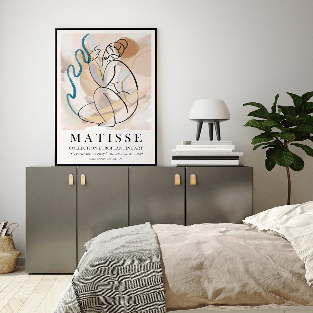 Wall Art Matisse Nude Line Black Frame Canvas
