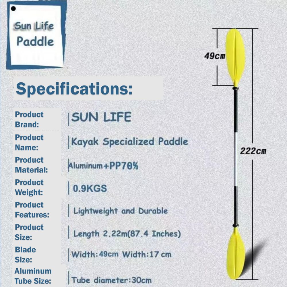 Adjustable Kayak Paddle – Lightweight, 2-Piece Aluminum-Polypropylene Design