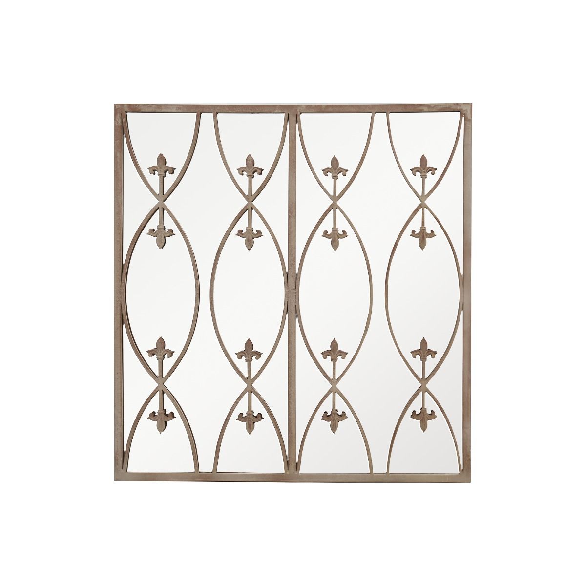 Emile Mirror – Vintage Iron Windowpane, Rustic Brown 70x73 cm