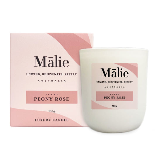 Luxury Soy Candle 185g - Peony Rose, Coconut & Lime, Bergamot & Lemongrass - Malie