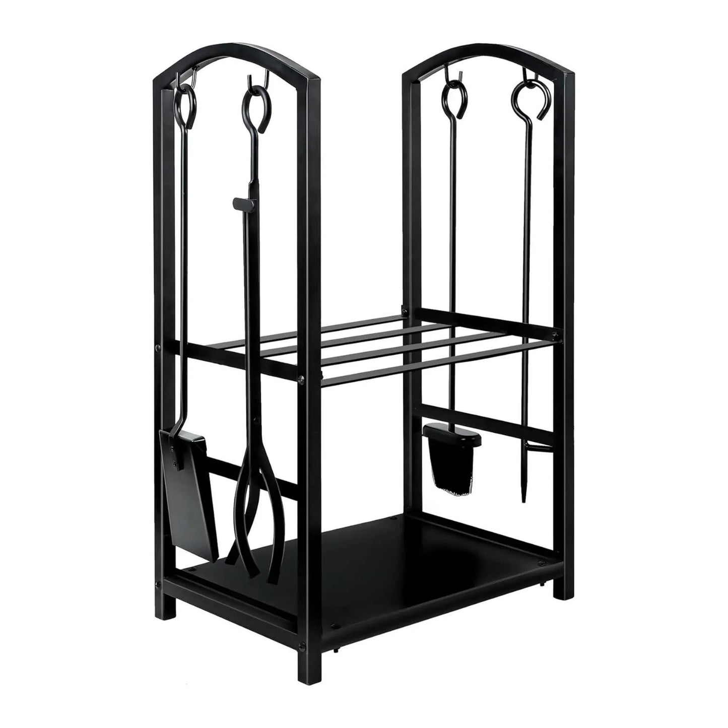 Social Hike Firewood Rack Stand and Fireplace Tool Set - Wood Log Holder