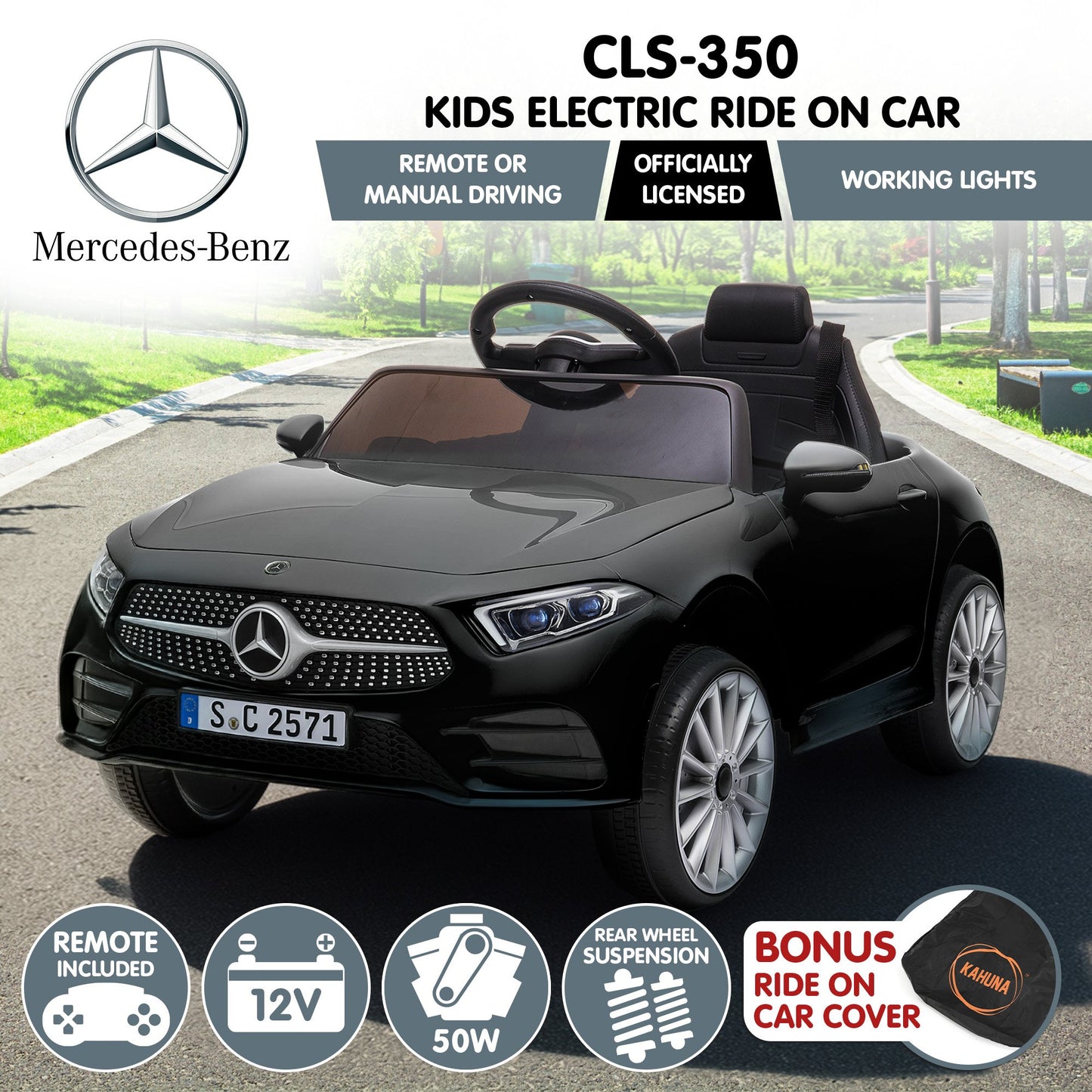Mercedes Benz CLS 350 Kids Electric Ride-On Car – Remote Control, Black