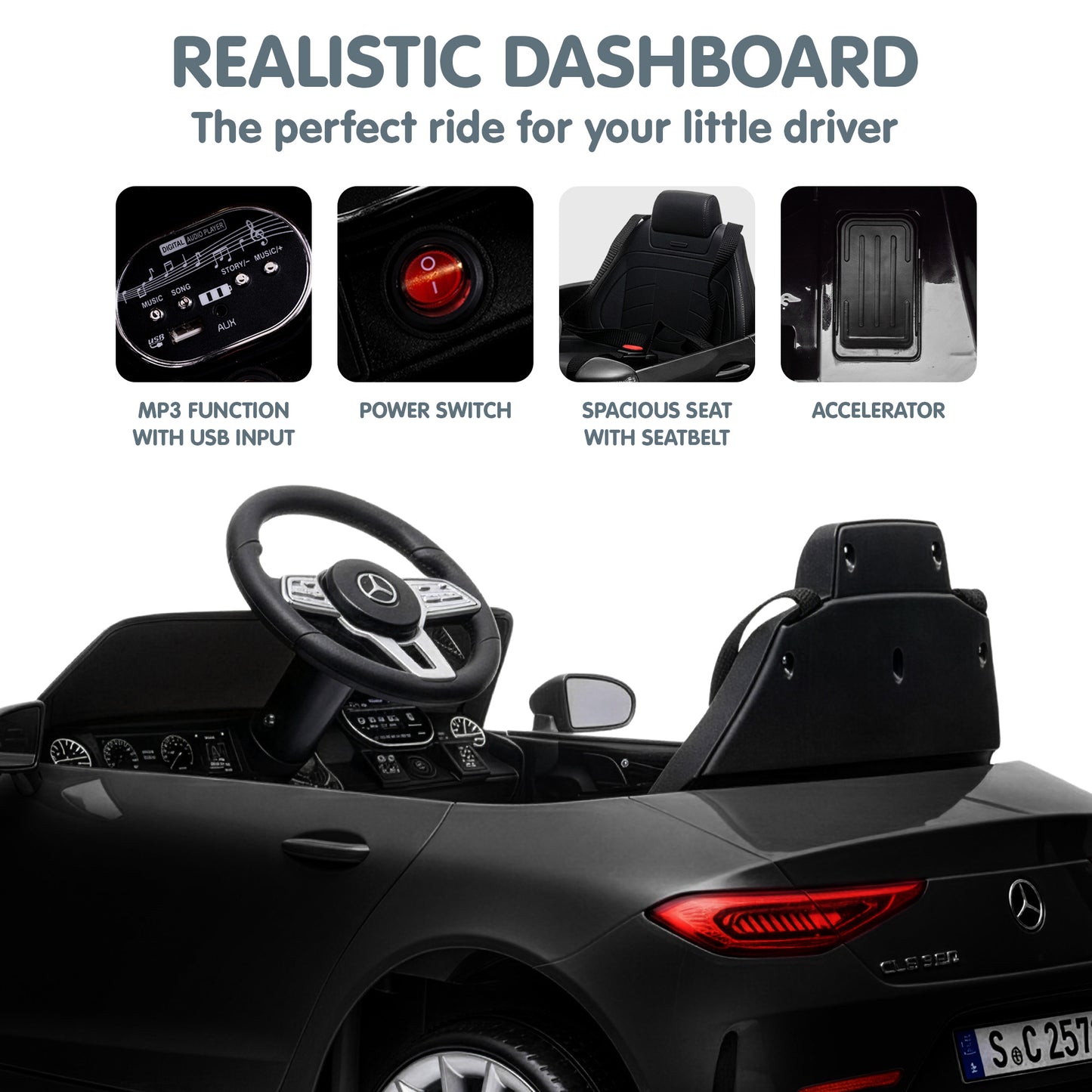Mercedes Benz CLS 350 Kids Electric Ride-On Car – Remote Control, Black