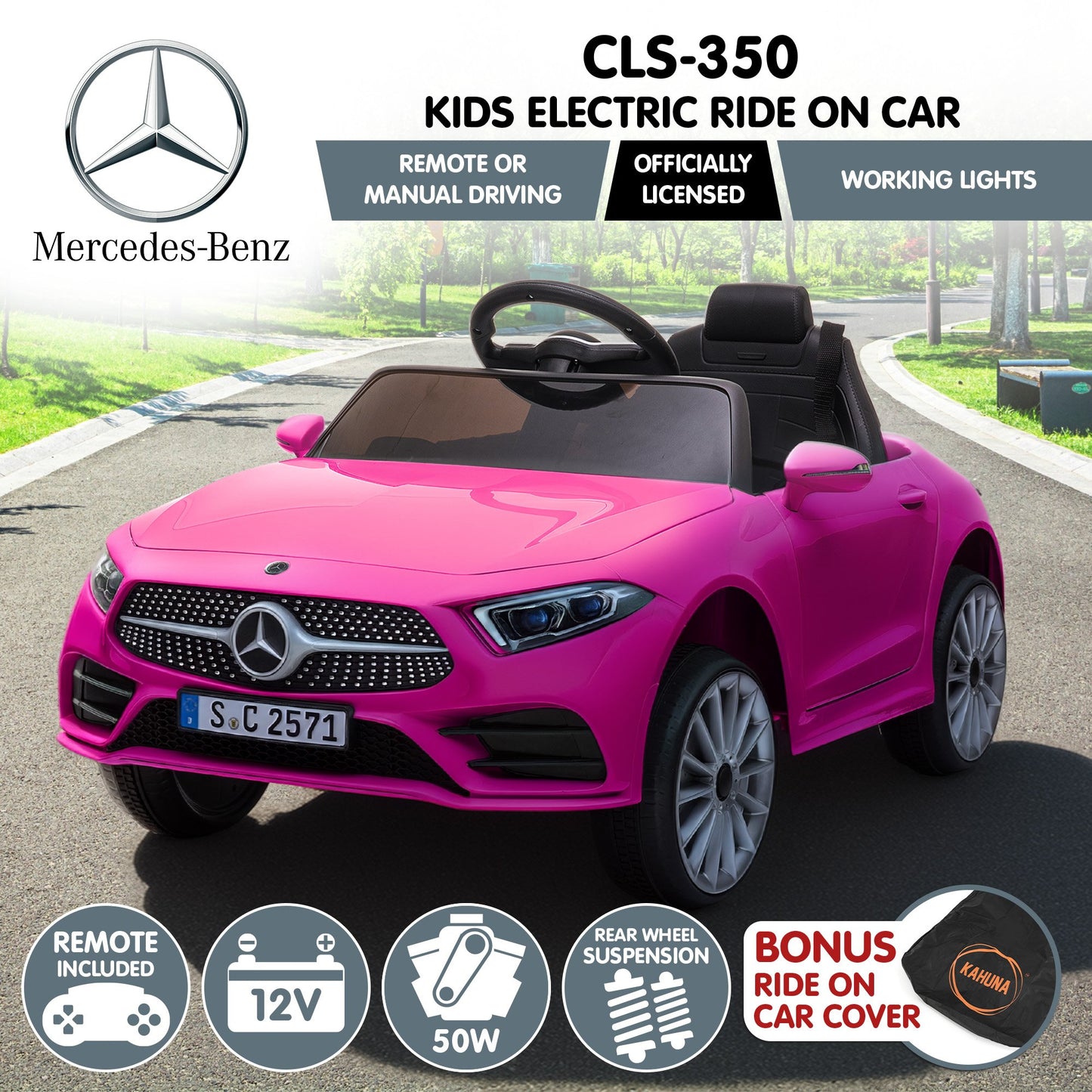 Mercedes Benz CLS 350 Kids Electric Ride On Car – Remote Control, Pink