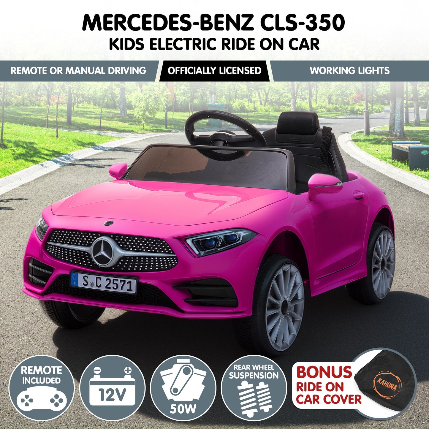 Mercedes Benz CLS 350 Kids Electric Ride On Car – Remote Control, Pink