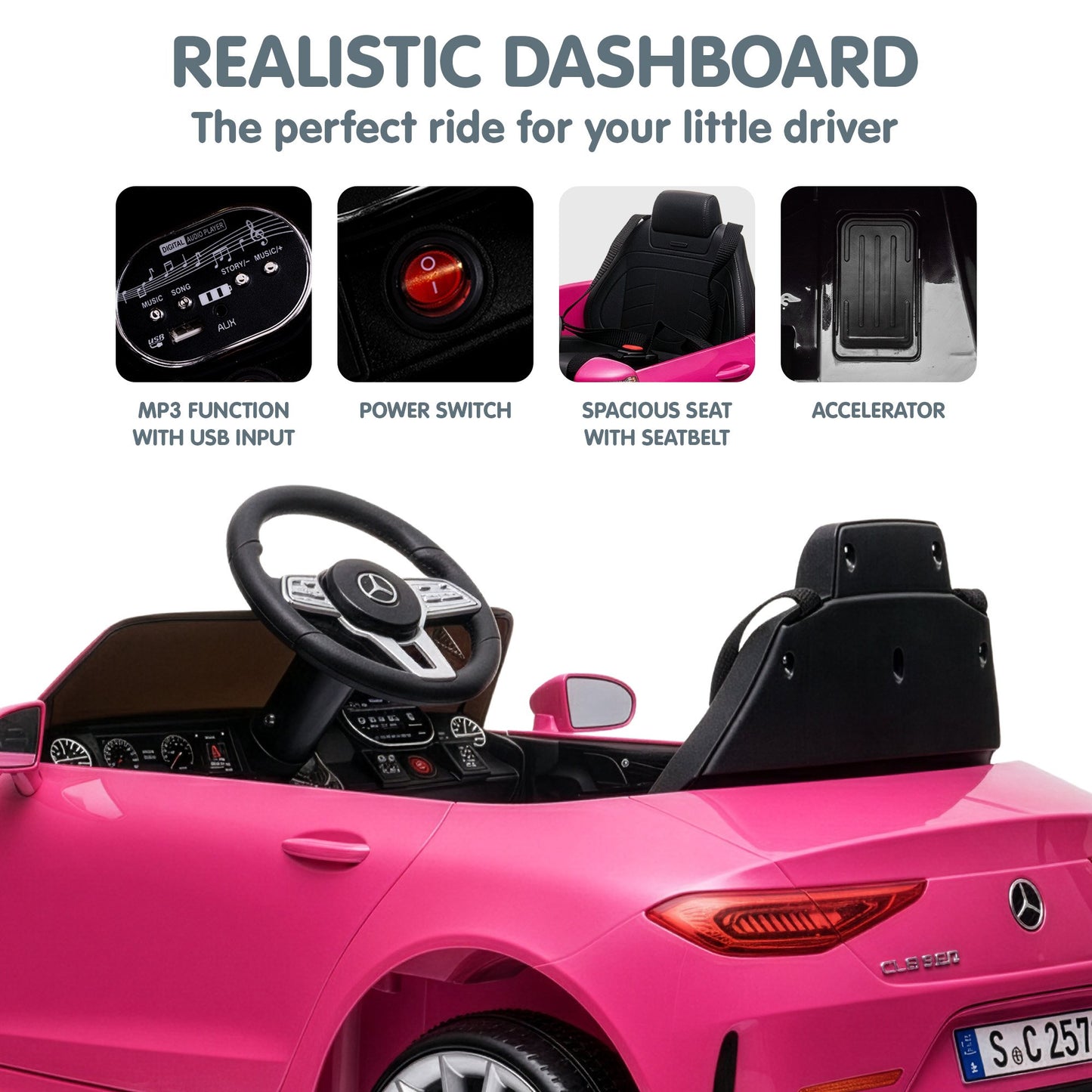 Mercedes Benz CLS 350 Kids Electric Ride On Car – Remote Control, Pink