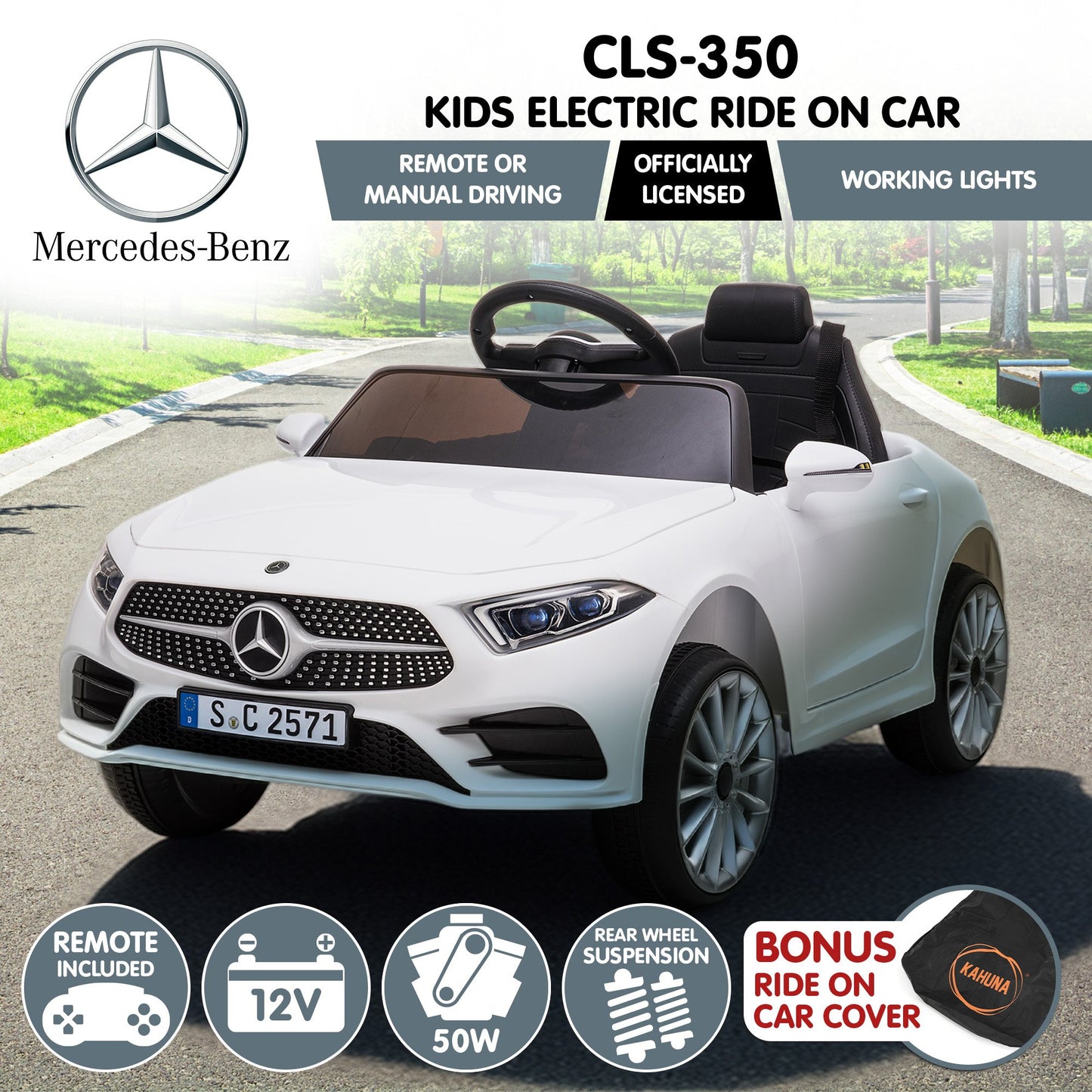 Mercedes Benz CLS 350 Kids Electric Ride-On Car – Remote Control, White
