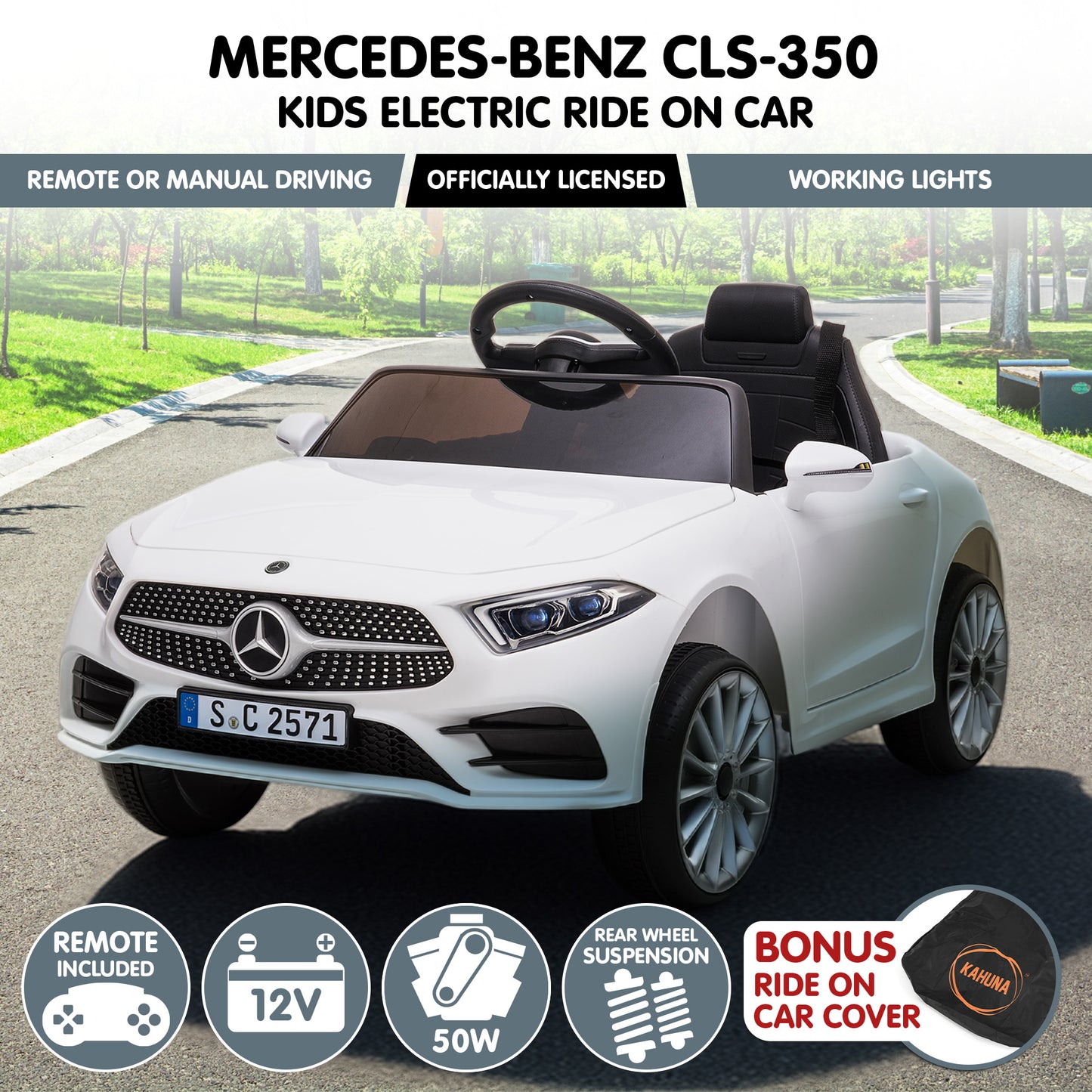 Mercedes Benz CLS 350 Kids Electric Ride-On Car – Remote Control, White
