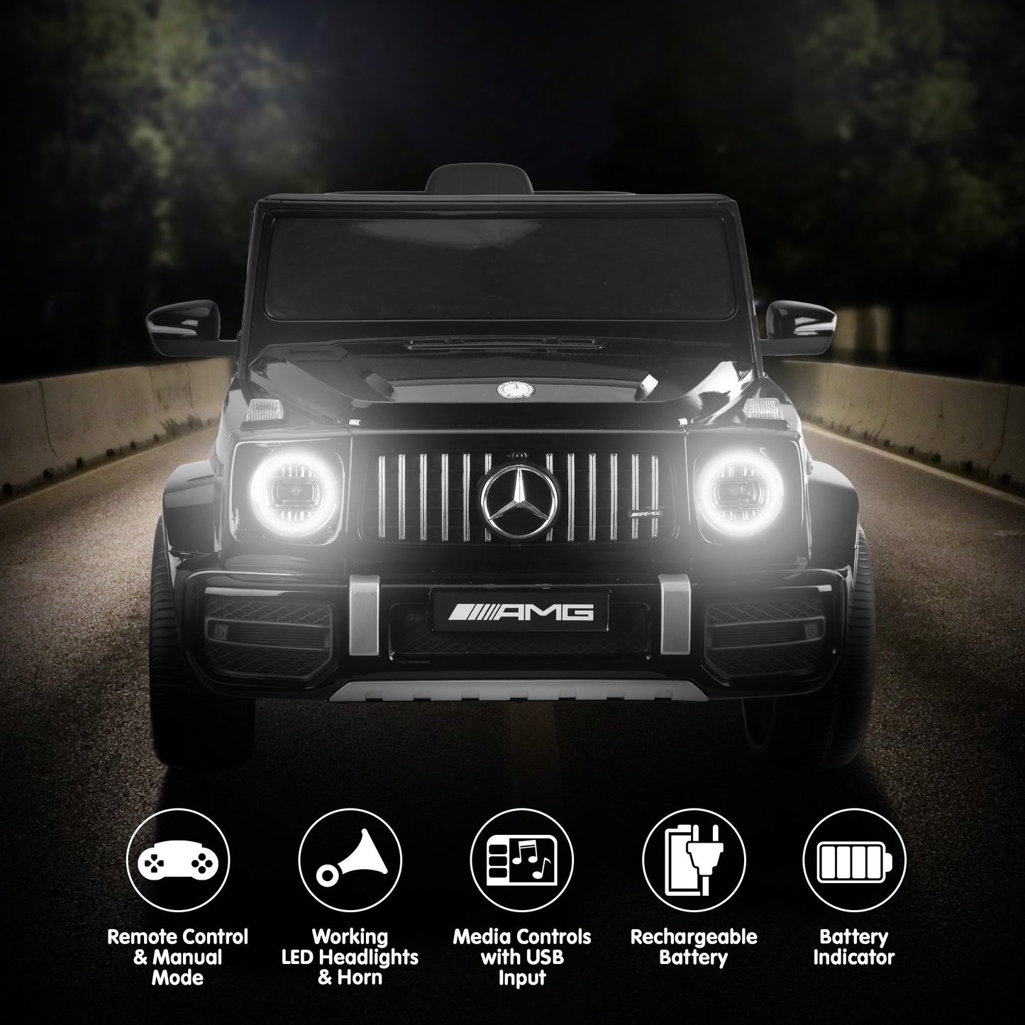 Mercedes Benz AMG G63 Kids Electric Ride-On Car – Remote Control, Dual Motors, LED Lights, Music Player