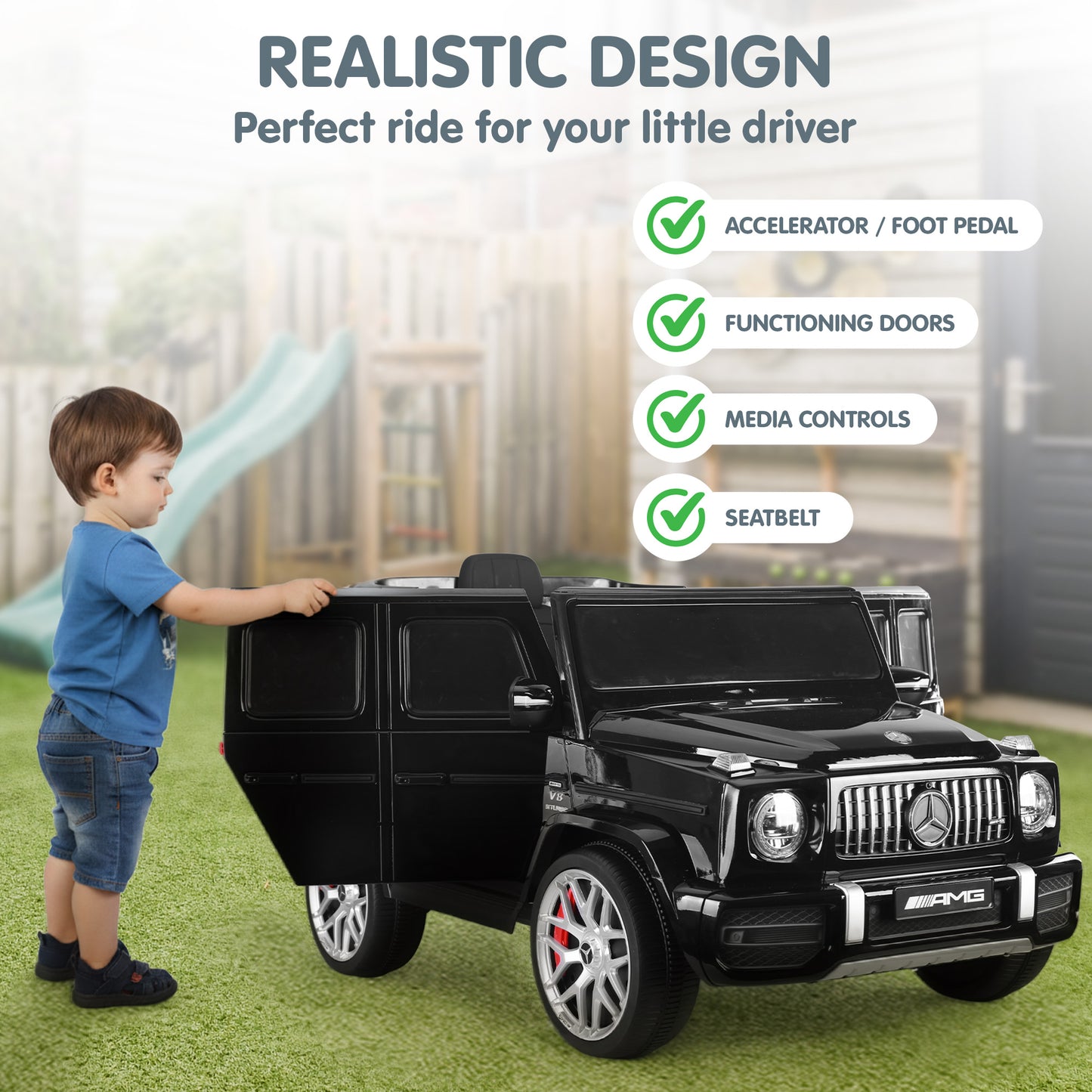 Mercedes Benz AMG G63 Kids Electric Ride-On Car – Remote Control, Dual Motors, LED Lights, Music Player